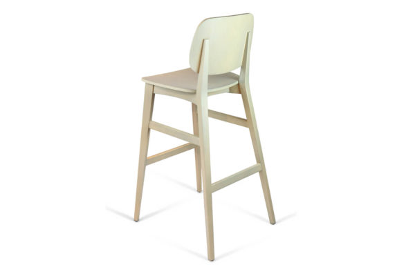 Barstool with Wooden Seat and Back